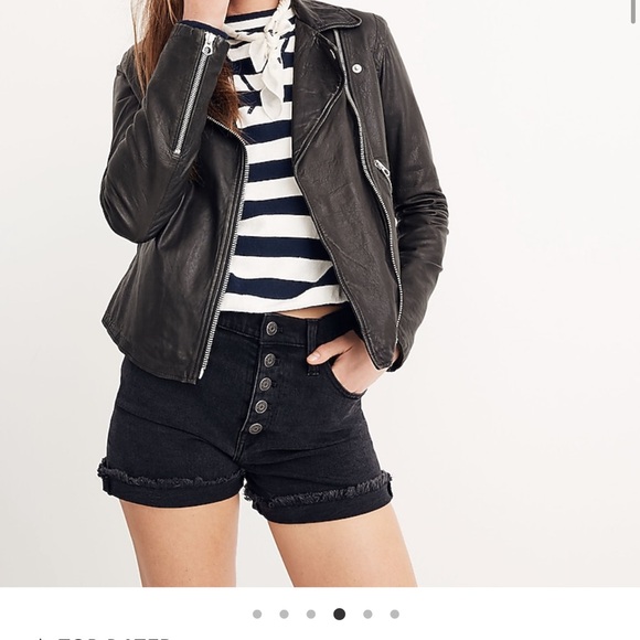 Madewell Black Leather Jacket with Silver Zippers - Picture 4 of 16